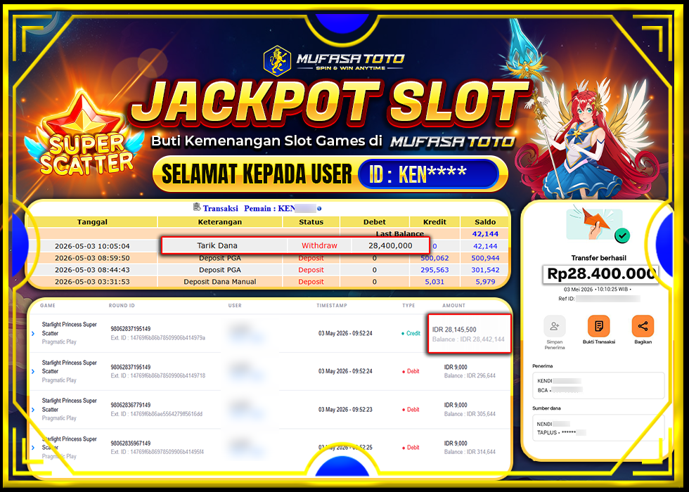 MUFASATOTO JACKPOT PRAGMATIC PLAY Rp. 28.400.000|LUNAS